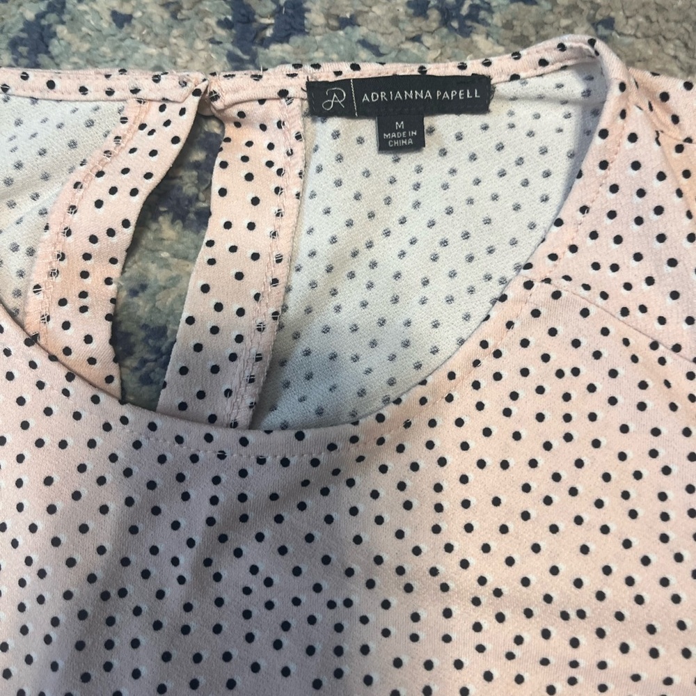 Adrianna Papell Pink Polka Dot Blouse - Size M - Picture 2 of 2